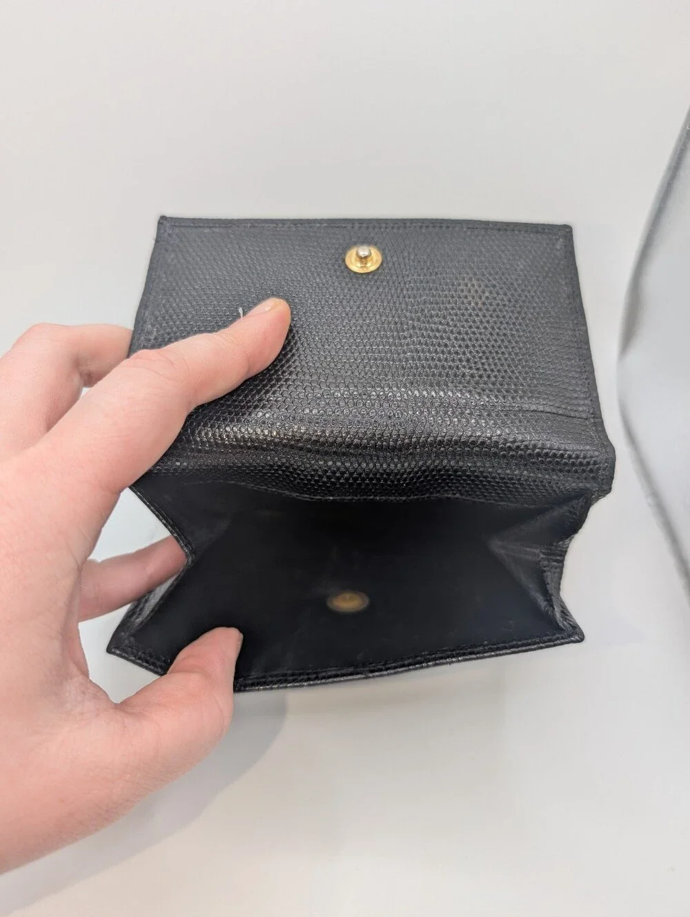 Salvatore Ferragamo Black Textured Vara Bow Wallet with Gold Hardware